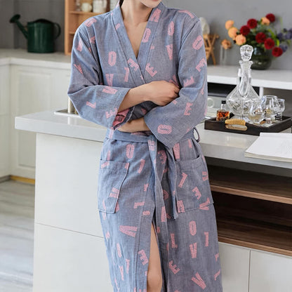 Ownkoti Love Print Cotton Gauze Kimono Robe - image 5