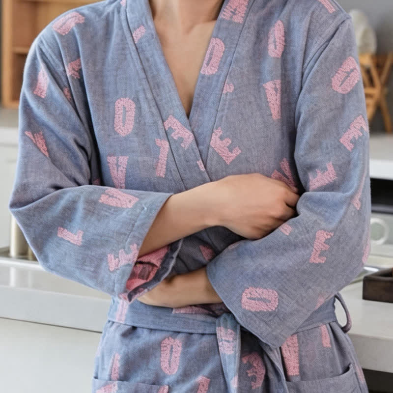 Ownkoti Love Print Cotton Gauze Kimono Robe - image 6