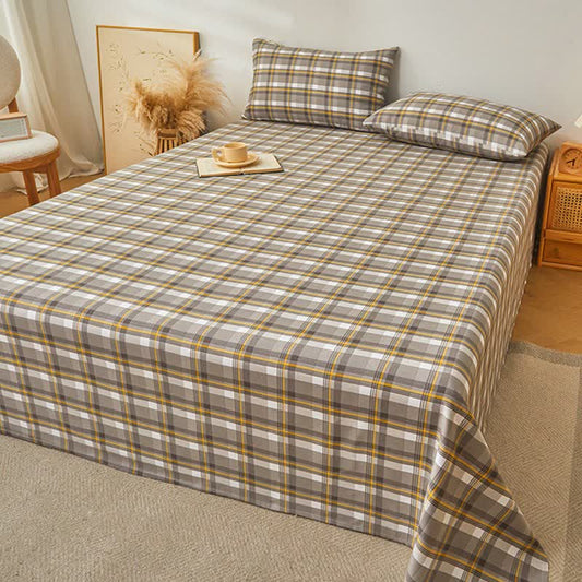 Ownkoti Modern Pure Cotton Plaid Bedspread - Gray - 2PCS Pillowcases - 19" x 29" - image 0