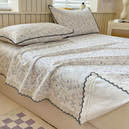 Ownkoti Vintage Floral Cotton Bedspread Set with Contrast Lace Trim - image 2