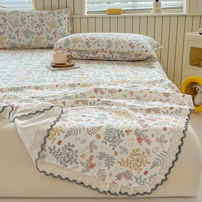 Ownkoti Botanical Leaf Cotton Bedspread with Scalloped Trim - image 5