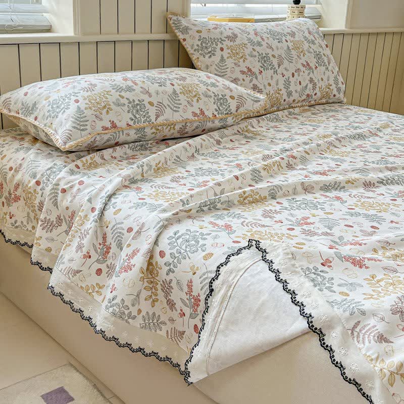 Ownkoti Botanical Leaf Cotton Bedspread with Scalloped Trim - image 2