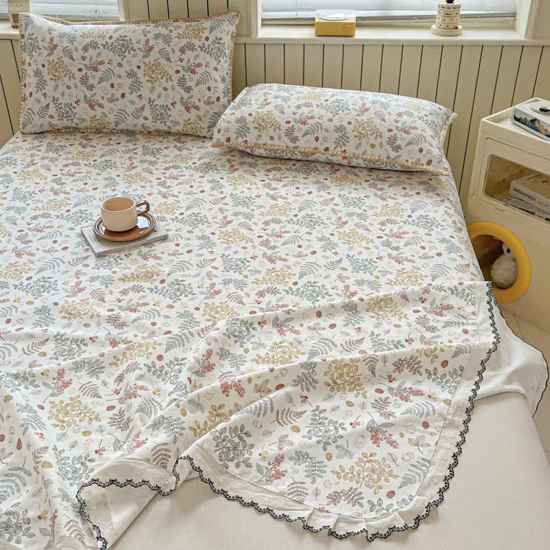 Ownkoti Botanical Leaf Cotton Bedspread with Scalloped Trim - image 4