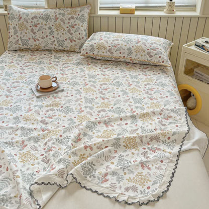 Ownkoti Botanical Leaf Cotton Bedspread with Scalloped Trim - image 4