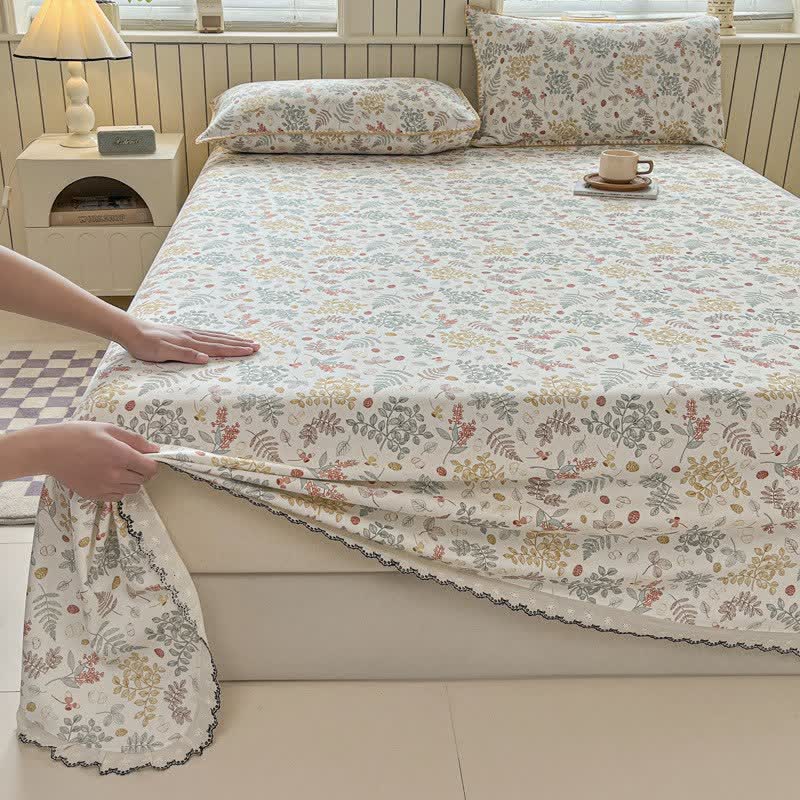 Ownkoti Botanical Leaf Cotton Bedspread with Scalloped Trim - image 6