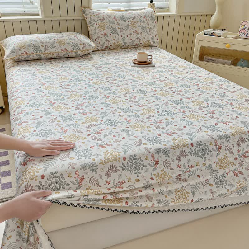 Ownkoti Botanical Leaf Cotton Bedspread with Scalloped Trim - image 7