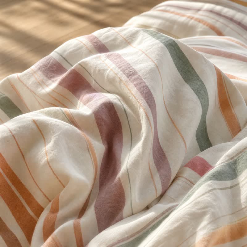 Ownkoti Nordic Soft Multicolor Stripe Cotton Bedding Set - image 7
