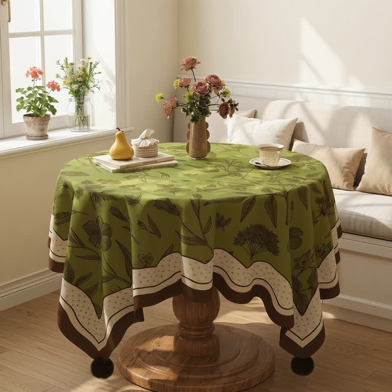 Ownkoti French Country Style Green Floral Tablecloth - image 1