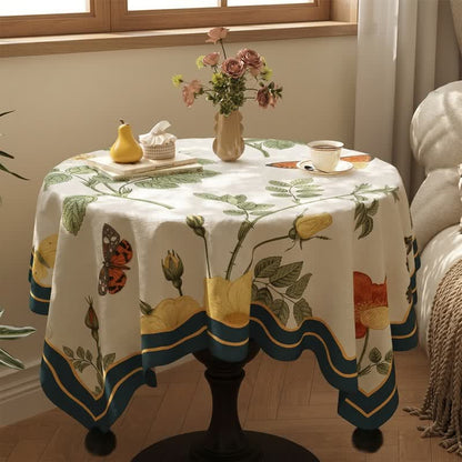 Ownkoti Botanical Butterfly Print Pom-Pom Tablecloth - image 2
