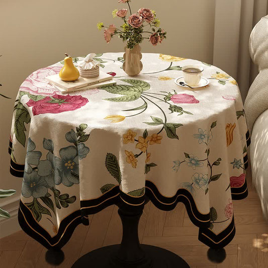 Ownkoti Botanical Garden Print Pom-Pom Tablecloth - Multicolor - 55" x 87" - image 0
