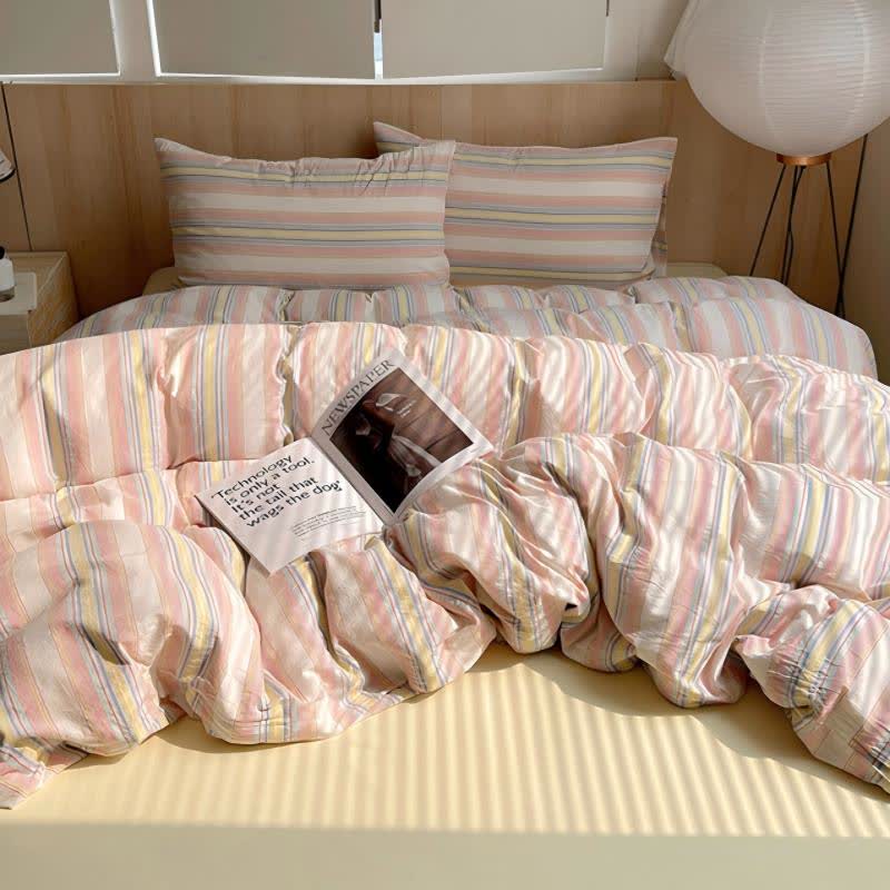 Ownkoti Soft Pastel Multicolor Stripe Cotton Bedding Set - image 7