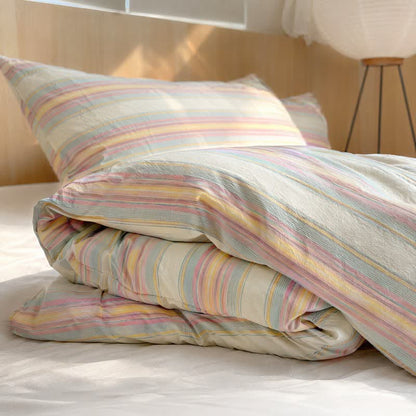 Ownkoti Soft Pastel Multicolor Stripe Cotton Bedding Set - image 3