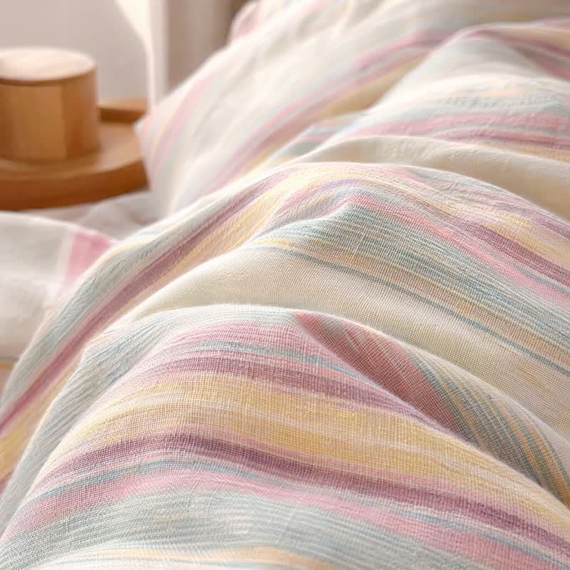 Ownkoti Soft Pastel Multicolor Stripe Cotton Bedding Set - image 4