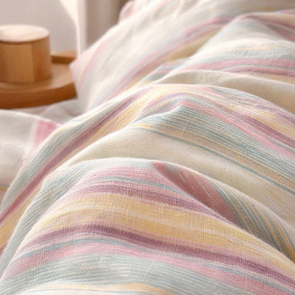 Ownkoti Soft Pastel Multicolor Stripe Cotton Bedding Set - image 4