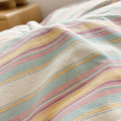 Ownkoti Soft Pastel Multicolor Stripe Cotton Bedding Set - image 5