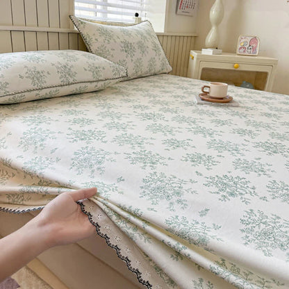Ownkoti Floral Leaf Cotton Bedspread with Lace Trim - image 4
