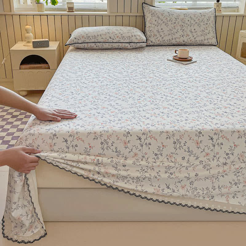 Ownkoti Vintage Floral Cotton Bedspread Set with Contrast Lace Trim - image 3