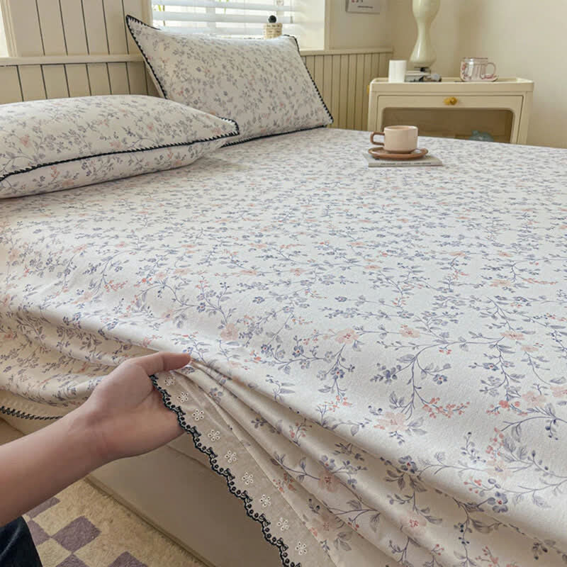 Ownkoti Vintage Floral Cotton Bedspread Set with Contrast Lace Trim - image 4