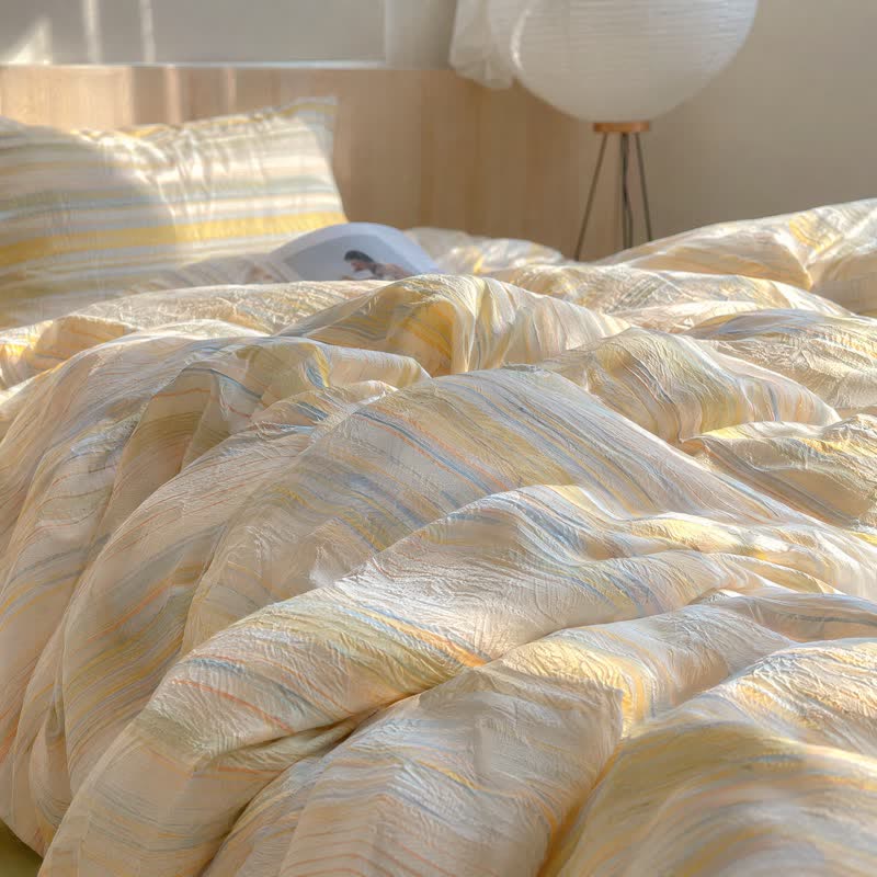 Ownkoti Nordic Multicolor Stripe Washed Cotton Bedding Set - image 1