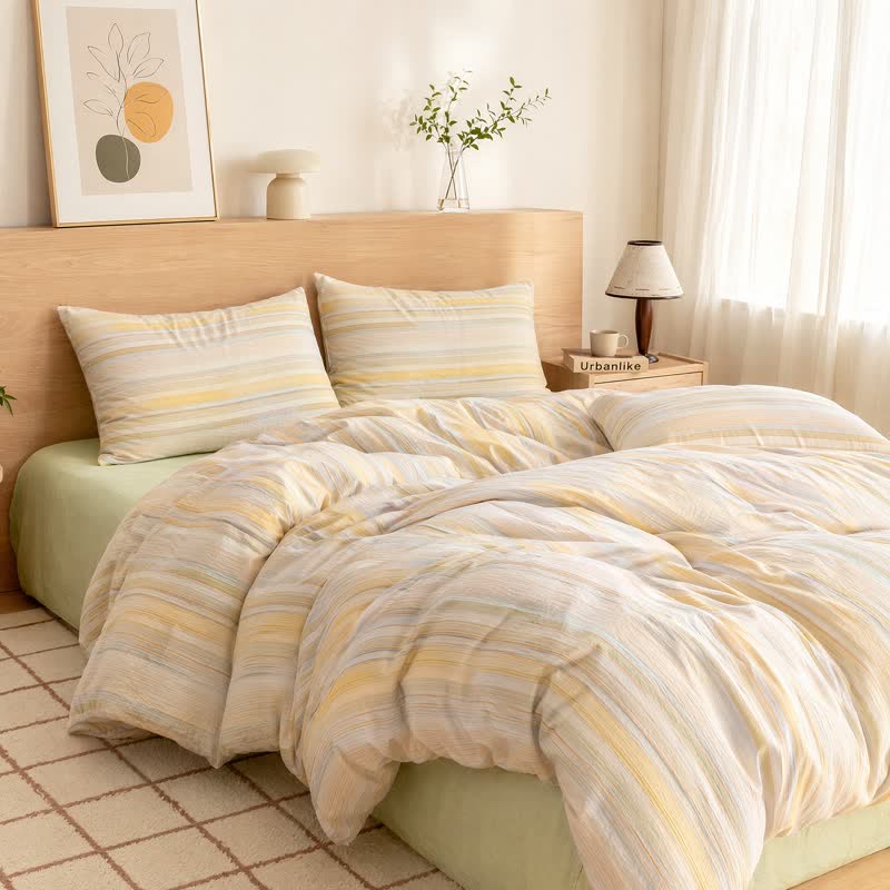 Ownkoti Nordic Multicolor Stripe Washed Cotton Bedding Set - image 0