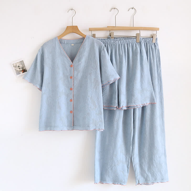 Ownkoti Sky Blue Cotton Pajama Set(PCS) - Blue - XL - image 0