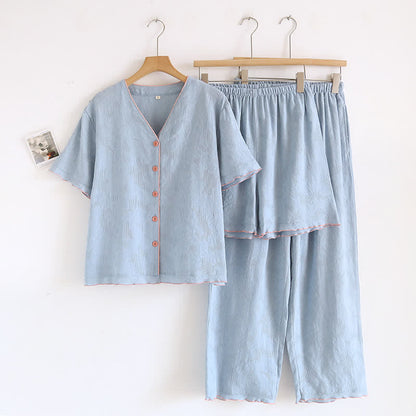 Ownkoti Sky Blue Cotton Pajama Set(PCS) - Blue - XL - image 0