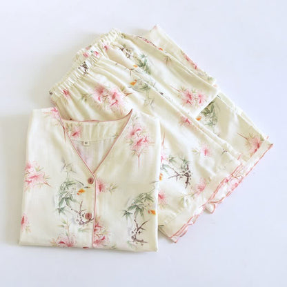 Ownkoti Floral Cotton Short Sleeve Pajama Set(3PCS) - image 1