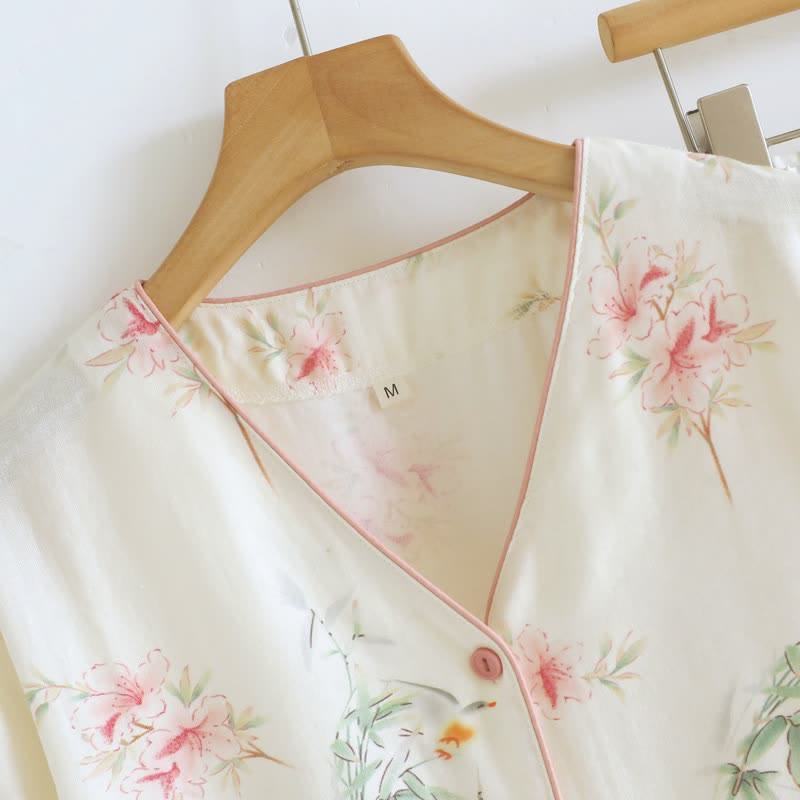 Ownkoti Floral Cotton Short Sleeve Pajama Set(3PCS) - image 3