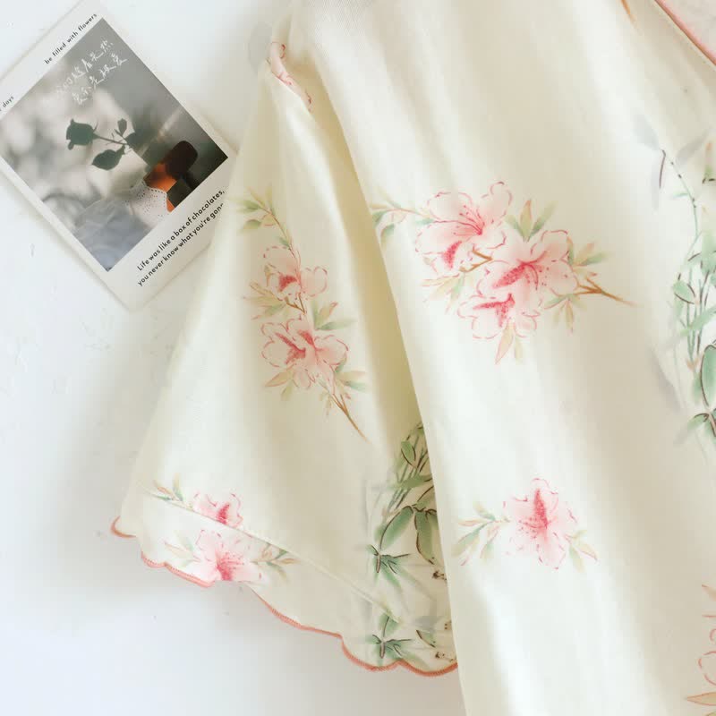 Ownkoti Floral Cotton Short Sleeve Pajama Set(3PCS) - image 4