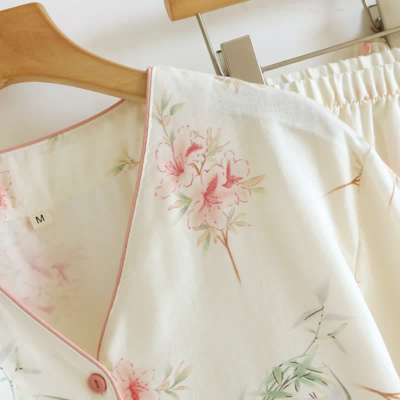 Ownkoti Floral Cotton Short Sleeve Pajama Set(3PCS) - image 5