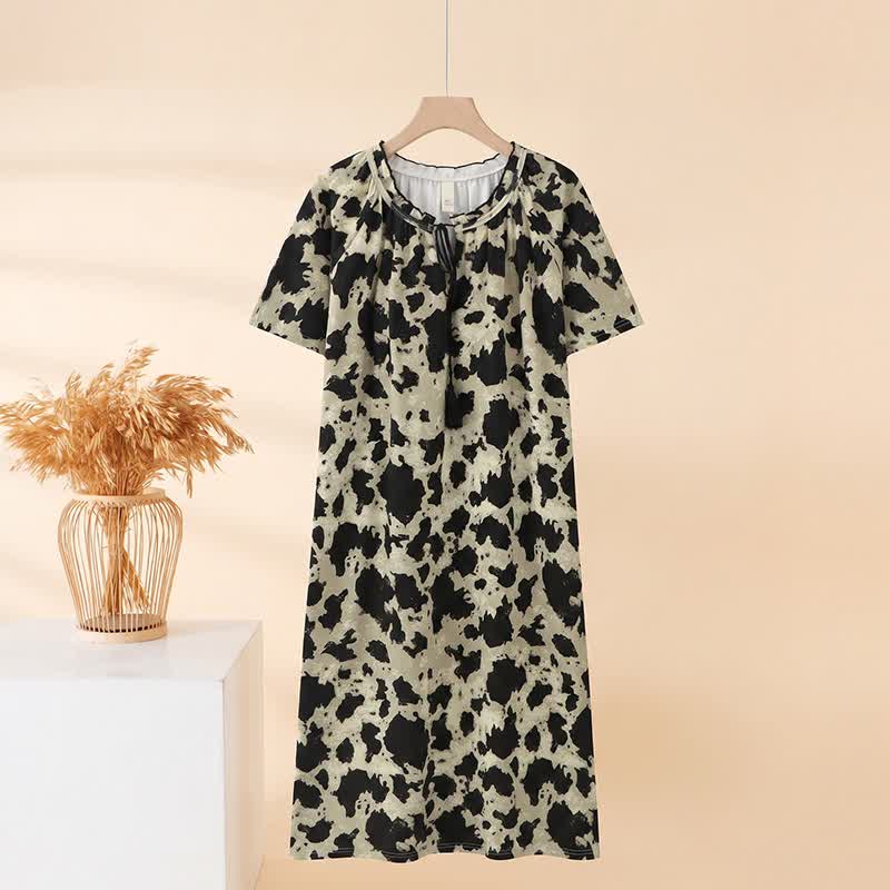 Ownkoti Cotton Front Tie Notch Neck Nightgown - Beige - XXL - image 0