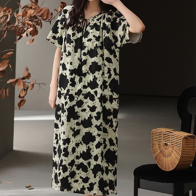 Ownkoti Cotton Front Tie Notch Neck Nightgown - image 1