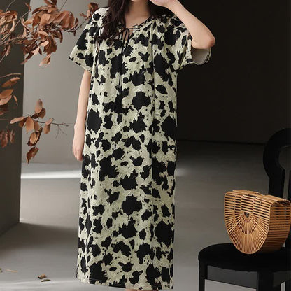 Ownkoti Cotton Front Tie Notch Neck Nightgown - image 1