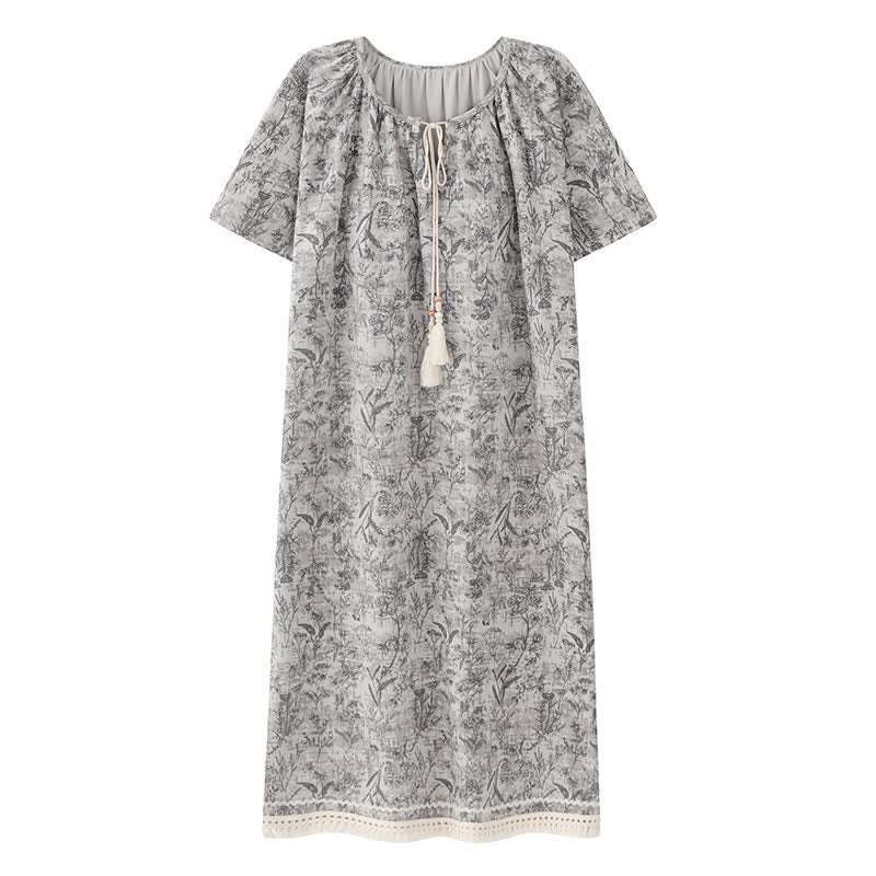 Ownkoti Boho Gray Cotton Tassel Nightgown - image 9