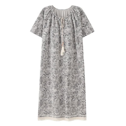 Ownkoti Boho Gray Cotton Tassel Nightgown - image 9