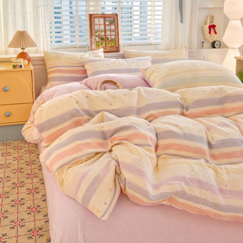 Ownkoti Pastel Stripe Starry Triple Gauze Bedding Set - image 1