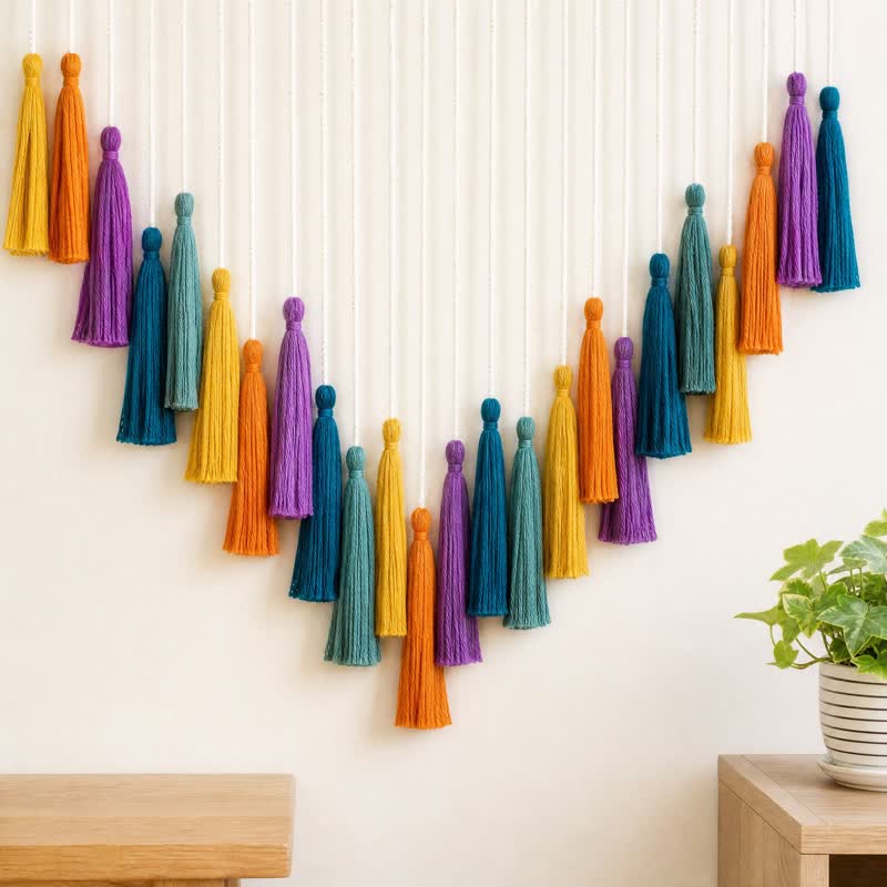 Ownkoti Handwoven Cotton Rainbow Tassel Garland Decor - image 3