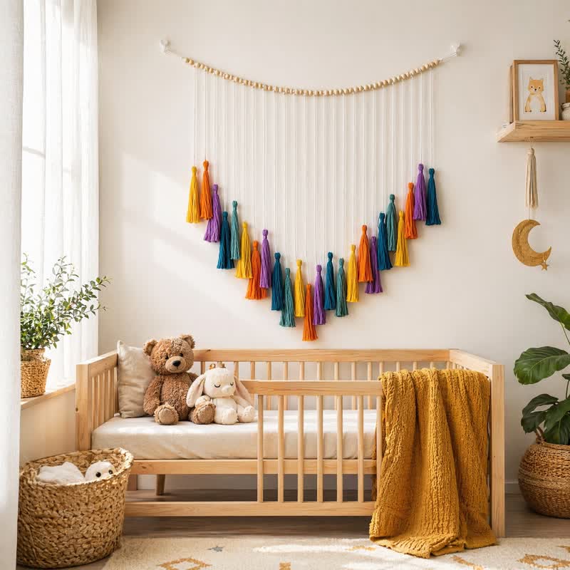 Ownkoti Handwoven Cotton Rainbow Tassel Garland Decor - image 1