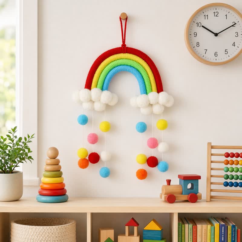 Ownkoti Handwoven Nordic Rainbow Wall Hanging Decor - Rainbow - 13'' × 10'' - image 0