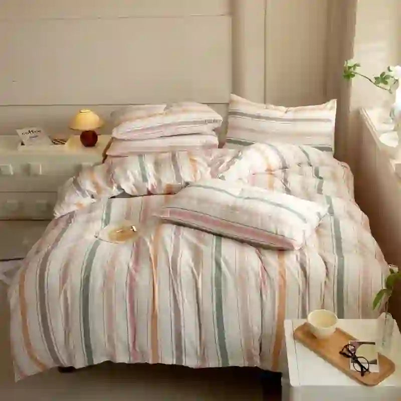 Ownkoti Nordic Soft Multicolor Stripe Cotton Bedding Set - image 1