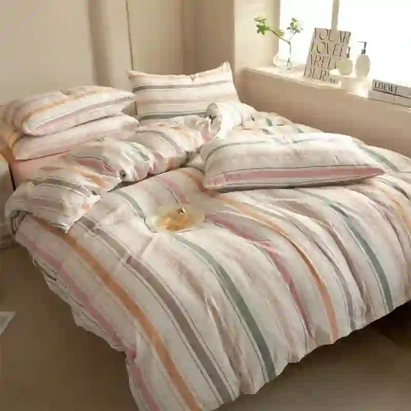 Ownkoti Nordic Soft Multicolor Stripe Cotton Bedding Set - image 0