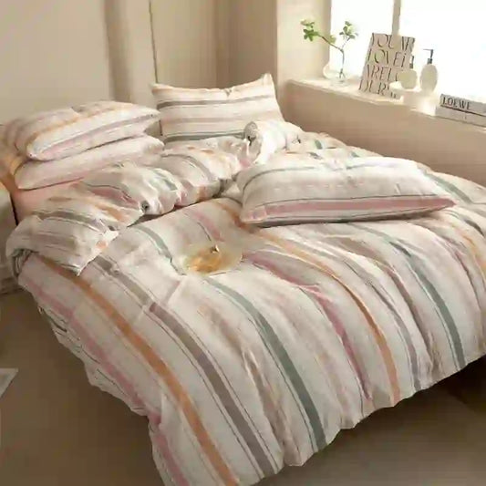 Ownkoti Nordic Soft Multicolor Stripe Cotton Bedding Set - image 0