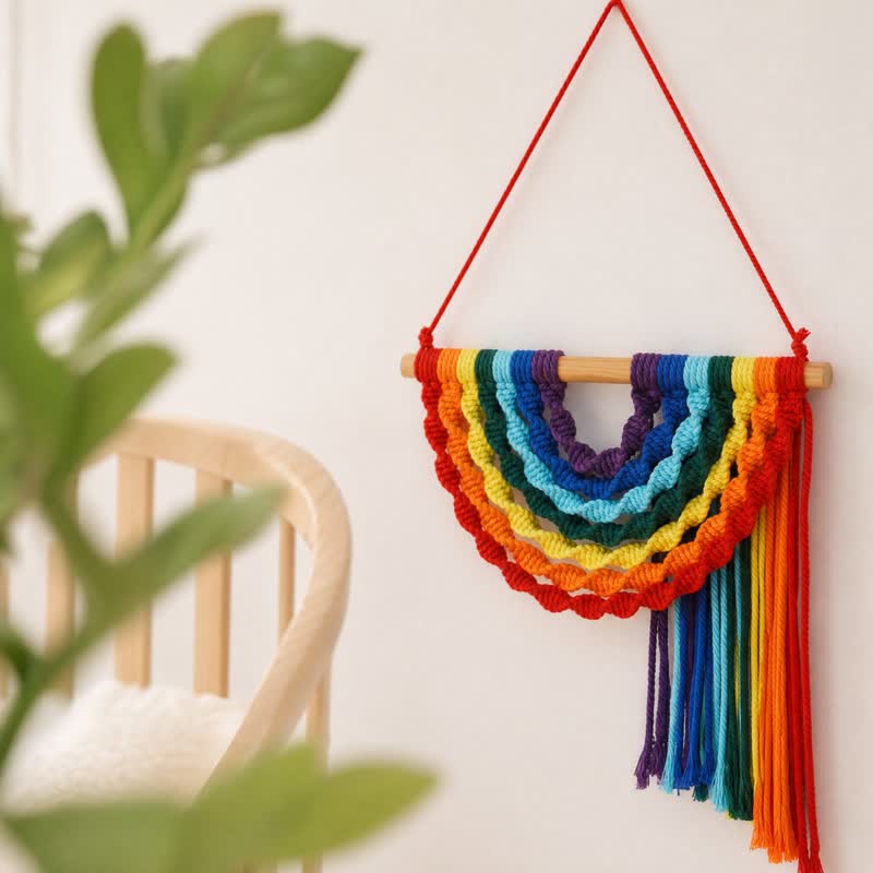 Ownkoti Handwoven Rainbow Cotton Rope Wall Hanging Decor - image 2