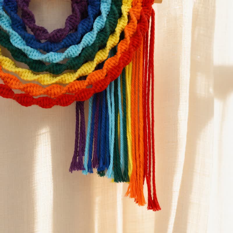Ownkoti Handwoven Rainbow Cotton Rope Wall Hanging Decor - image 4