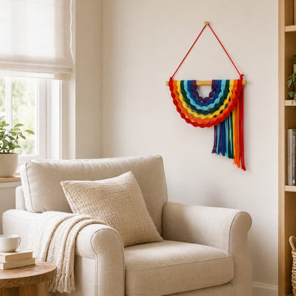 Ownkoti Handwoven Rainbow Cotton Rope Wall Hanging Decor - image 1