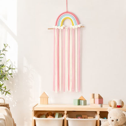 Ownkoti Handmade Nordic Rainbow Tassel Wall Hanging - Pink - 30'' × 12'' - image 0
