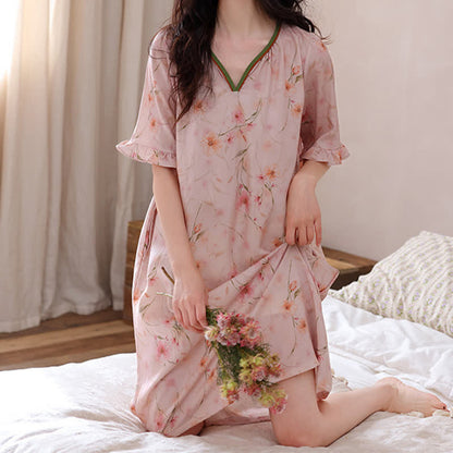 Ownkoti Floral Ruffle Sleeve Lounge Nightdress - image 2
