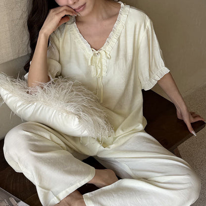 Ownkoti Solid Color Padded Ruffle Pajama Set - image 11