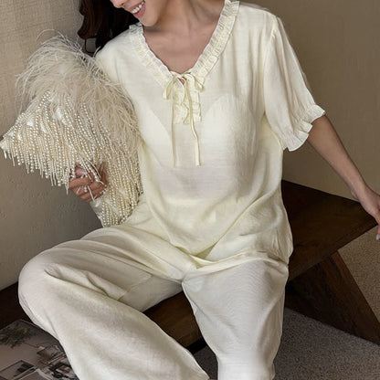 Ownkoti Solid Color Padded Ruffle Pajama Set - image 10