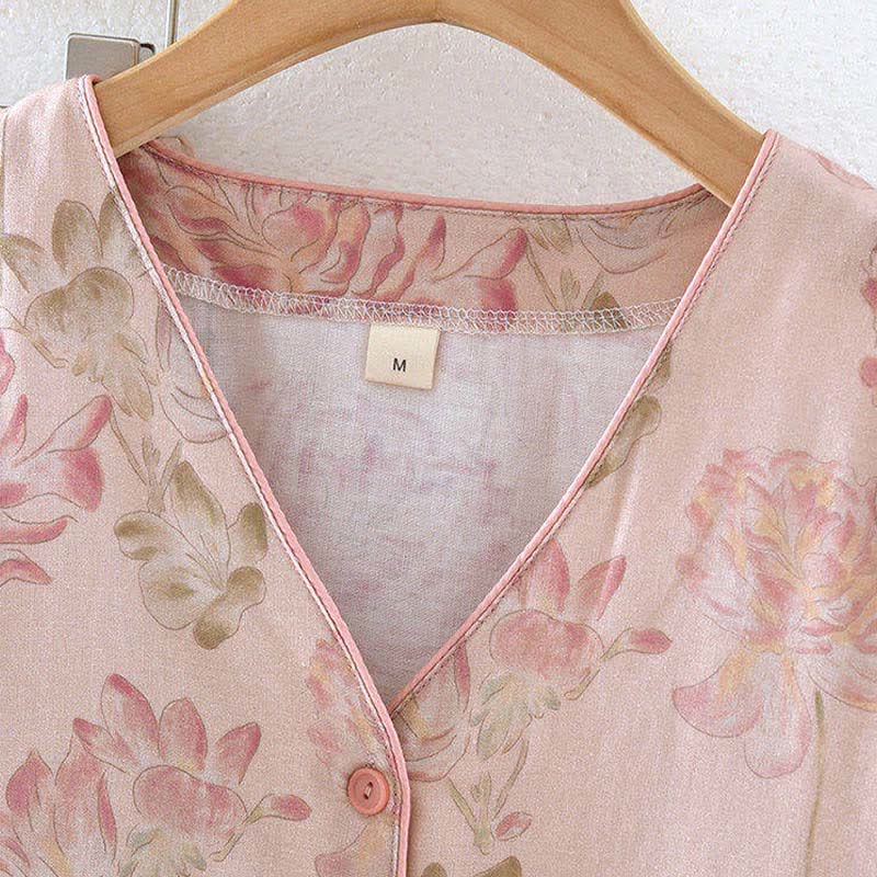 Ownkoti Pink Peony Floral Cotton Gauze Pajamas - image 2